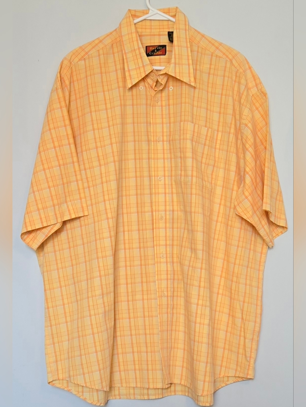 Harvie & Crosbie Short Sleeve Plaid Button-Down Yellow and Orange Shirt size XXL
